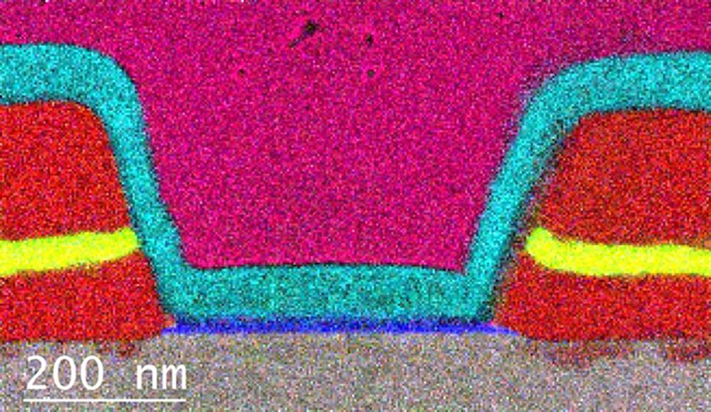 Fast DualEELS color map of a III-V transistor device structure before gate metallization process 