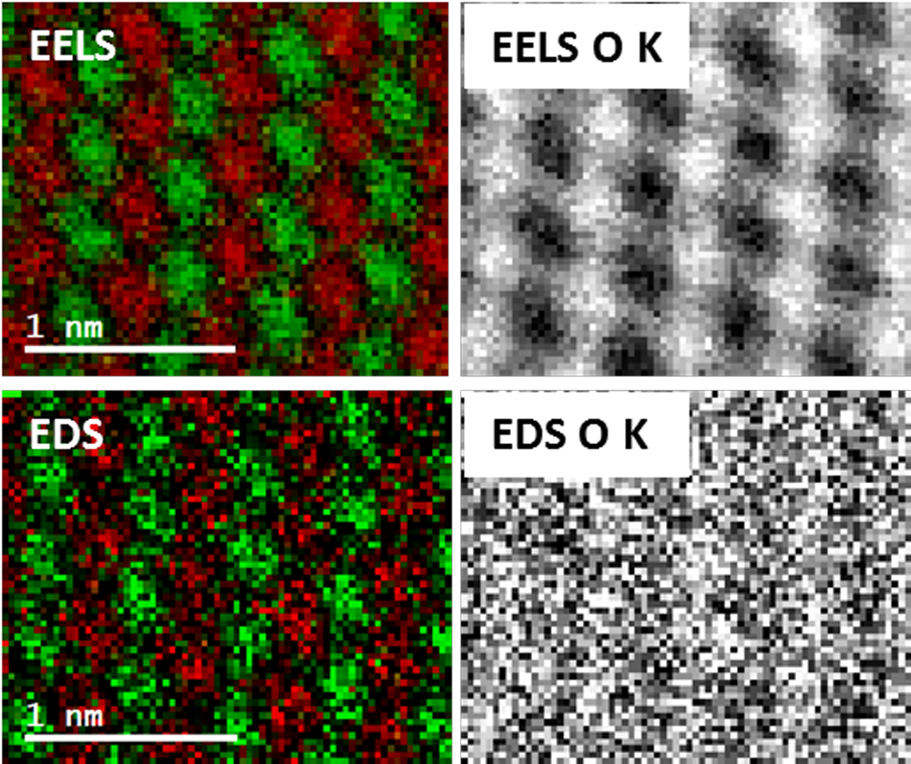 Fast Joint EELS / EDS color map of a SrTiO3 crystal