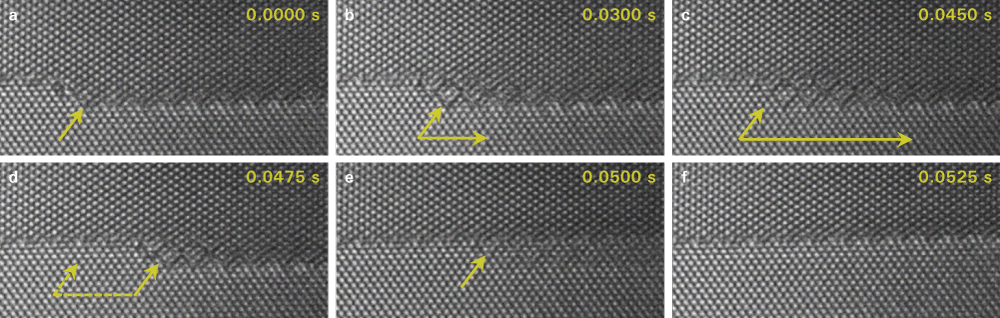 High resolution observations of interface dynamics using a direct electron detection camera