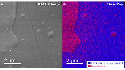 Phase mapping of dose-sensitive polymers using multipass in-situ spectrum imaging
