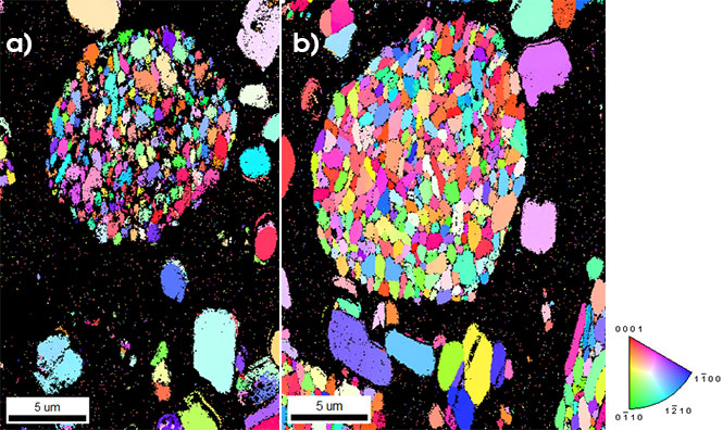 EBSD characterization of an NMC cathode using the EDAX Clarity Direct Detector. Read the EDAX application note for more experimental detail.