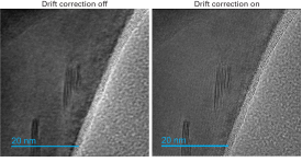 Drift correction compensates for Ge nanowire sample motion