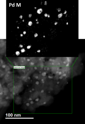 Fast DualEELS analysis of the distribution of Pd particles and their chemistry in zeolite