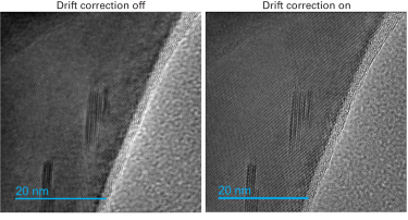 Drift correction conpensates for Ge nanowire sample motion